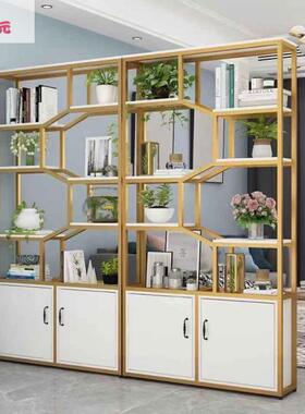 季元轻辉奢多用]铁艺风42074办柜公室隔断客厅储物柜展示进门屏玄