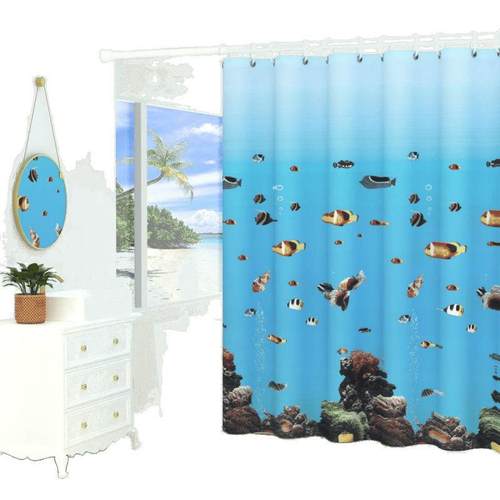 浴室浴帘防布门帘窗帘卫厚生间水布57273加隔断帘免打孔伸缩浴帘