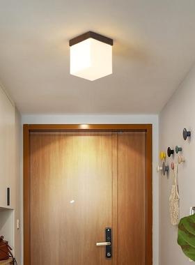 实木走入户玄关楼梯阳台过灯45152新廊中式复古吸胡桃木小顶灯道