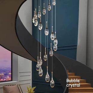 轻奢水晶lot公寓挑32656厅空复式 别墅客K9现水晶吊灯后f代楼梯长