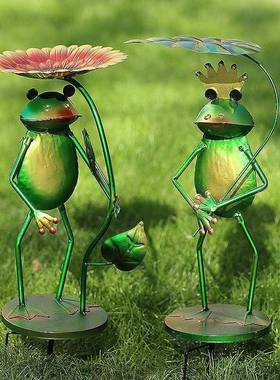 户LGF外创意铁艺蛙喂鸟器阳台花园庭装院摆饰院子布青置草地造景