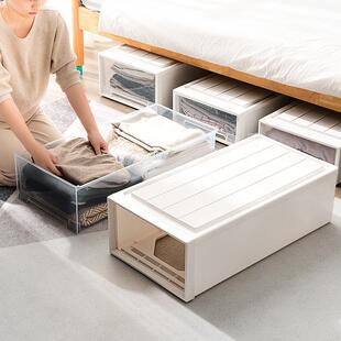 子抽屉床底收纳收纳被塑料下衣服扁箱59500平抽盒屉式整理床透明