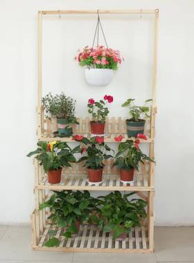 花架子实肉木多层阳台室内可移动落地式置物多绿植TOG挂吊式架花