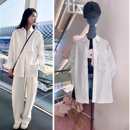姗姗自留 1：1定制 泡泡玛特刺绣纯棉衬衫 323529