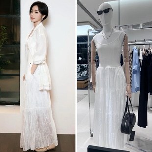 00771 柜子1599 NO退换 肌理褶皱吊带连衣裙 320 夏款