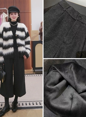 加绒加厚 后松紧冬款毛呢八分裤【NO退NO换】 6535  1220