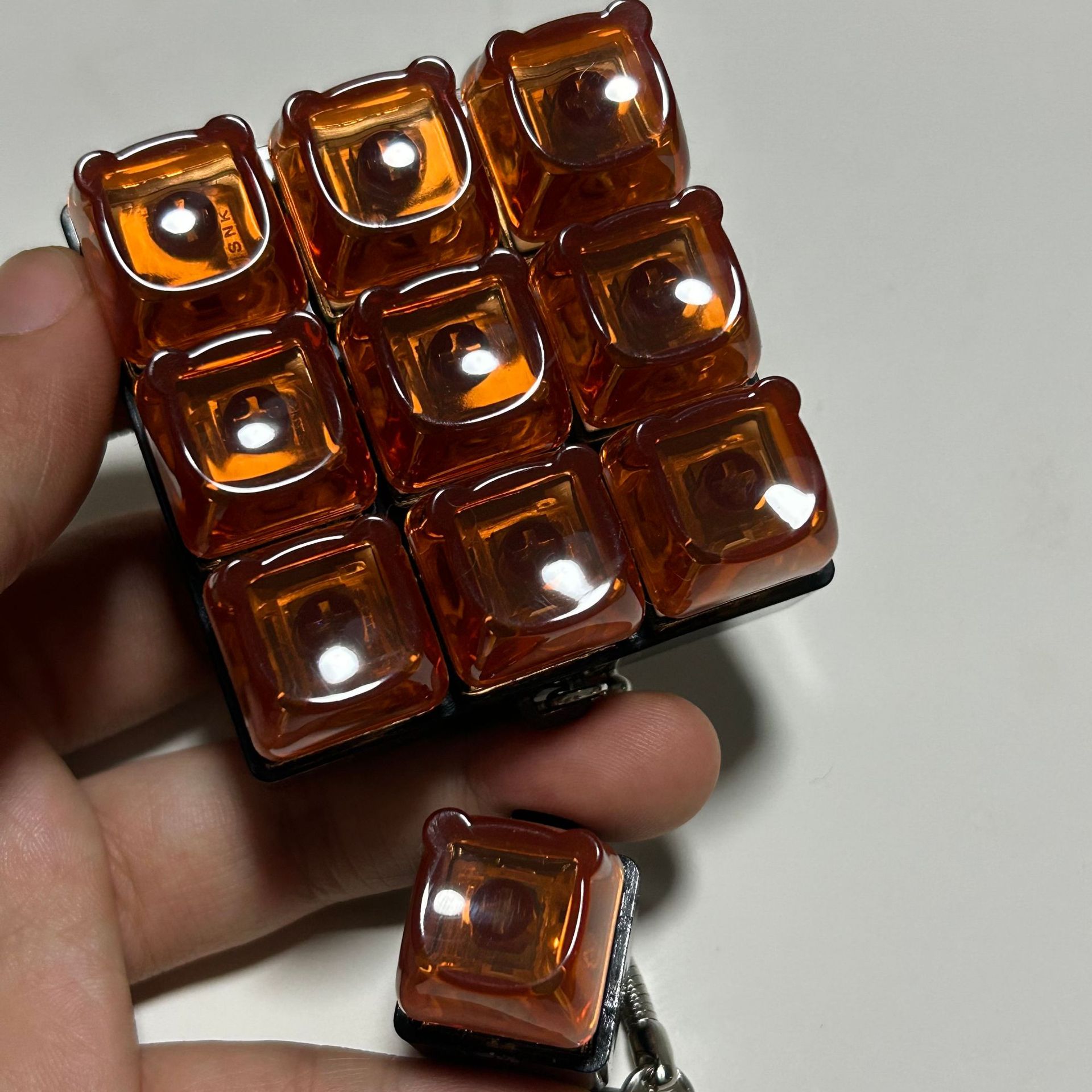 发光透明熊头PC减压按键钥匙扣键帽XDA高度减压玩具书包挂件