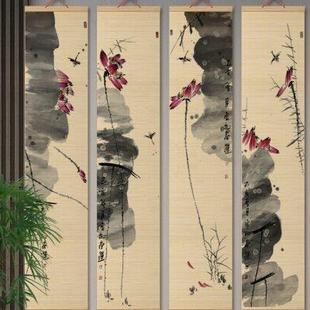 竹帘卷轴挂画客厅玄关书法挂饰书房禅意竹挂帘凉亭中国风帘子 中式