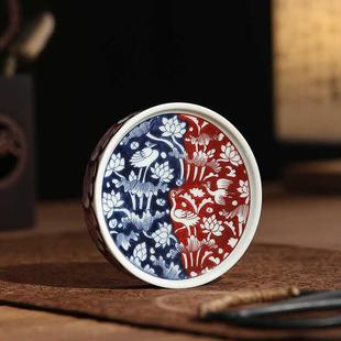 青花瓷盖置陶瓷壶盖托架功夫茶具家用茶杯垫茶托盖托壶承茶道配件