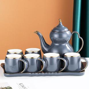 高档客厅待客北欧水壶水具 陶瓷轻奢喝水杯子家用茶杯茶壶茶具套装