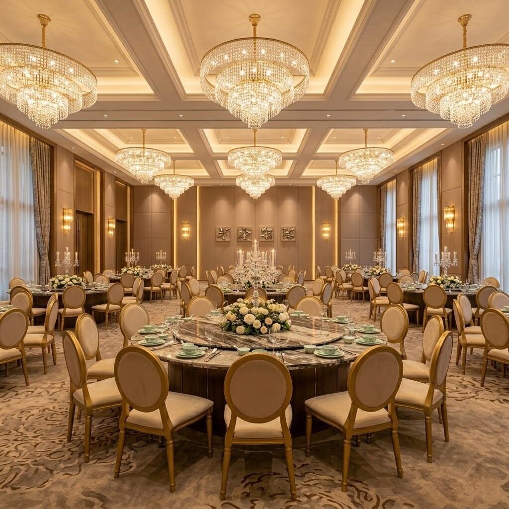 法式复古铝合金弧形靠背宴会椅