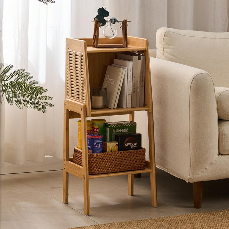 藤编柜组合简CIL约现代客用厅儿童落架地小书家绘本架竹制书置物