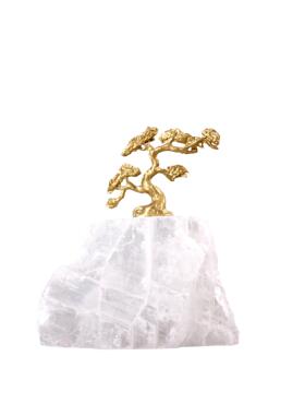 轻奢迎客松摆件天然石底座客厅玄关柜样板间电视柜家居装饰品