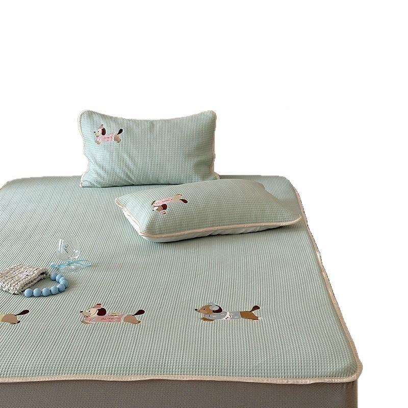 腊肠yqyyd空狗凉感华夫格软凉席三件套夏季调通席子卡床笠款可水