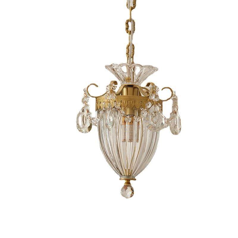 法式复古全铜雕花水晶小吊灯美式餐厅入户飘窗过道卧室床头吊灯,家装灯饰光源,智能吊灯,淘宝优惠券,粉丝福利购,淘宝优惠卷