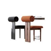 中古餐椅法式 实木复古椅子设计师艺术感现代简约化妆靠背河马椅