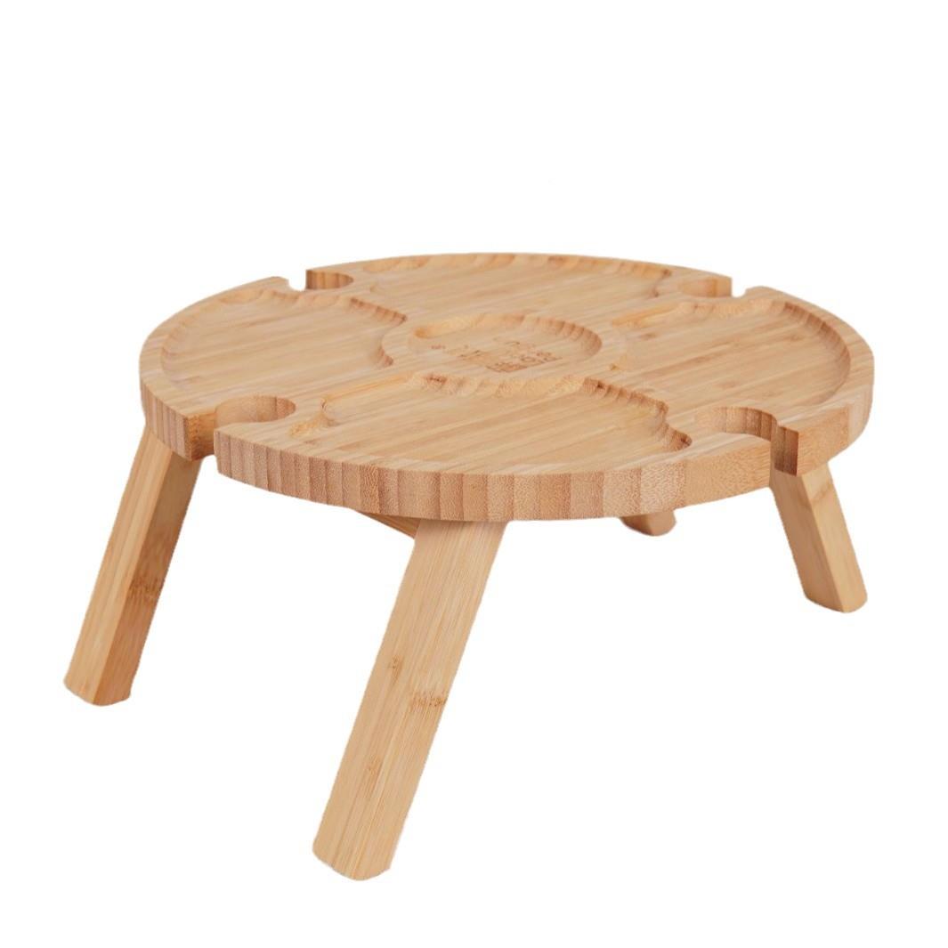 户外野餐蛋实木木小餐桌可折叠实木盘展糕示架质折叠野L餐圆桌