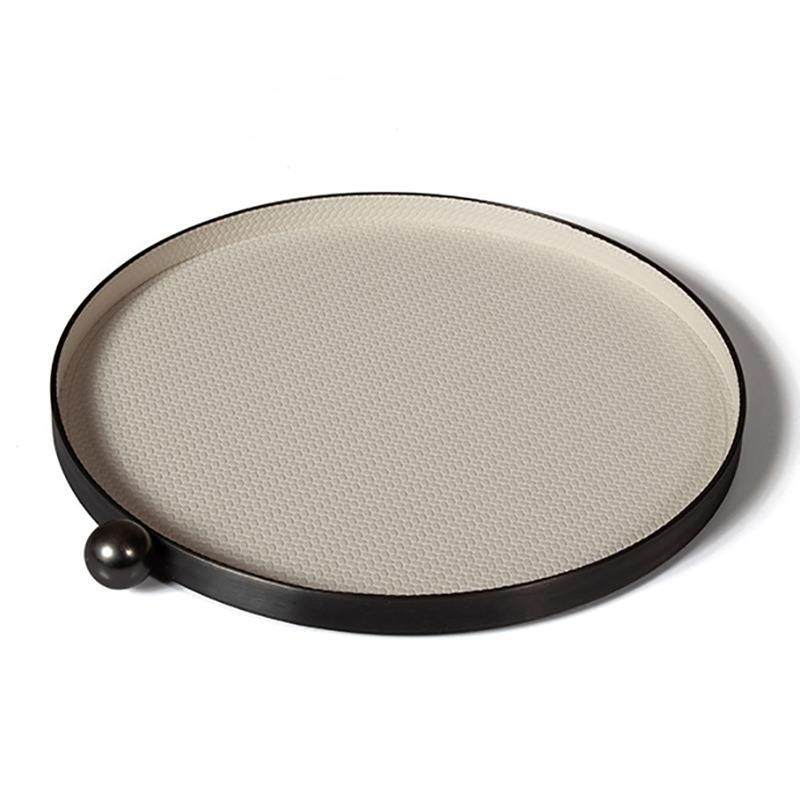 现代轻奢单点圆珠托盘样板间餐厅客厅家居金属皮革收纳圆盘装饰品,家居饰品,装饰摆件,淘宝优惠券,粉丝福利购,淘宝优惠卷