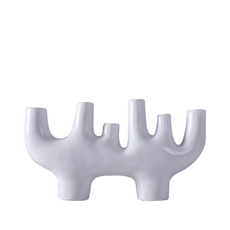 黑白镀银多孔WOF创花意陶瓷器现约代简家居装饰柜玄关软装插摆花