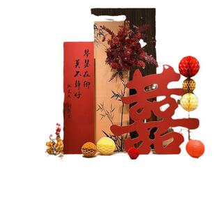 订婚布置装饰2023新中式假花摆件全套出阁宴答谢宴中式kt板背景墙