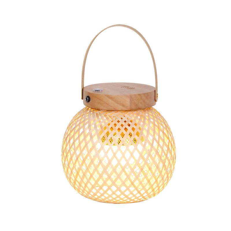 竹编原木卧室床头灯茶室民宿复古禅意充电装饰台灯手提式2023新款