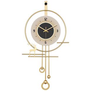 2026新款餐厅网红钟表挂钟现代简约客厅家用时钟挂墙卧室静音挂表