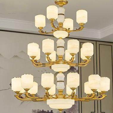 新中式锌合金复式楼客厅中空大吊灯别墅大厅楼中楼挑空跃层吊灯,家装灯饰光源,智能吊灯,淘宝优惠券,粉丝福利购,淘宝优惠卷