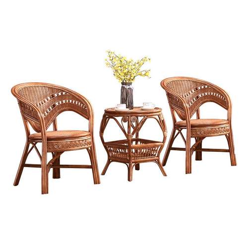 天然真藤椅三件套腾编椅阳台小桌椅滕条单人休闲椅茶几家用组合