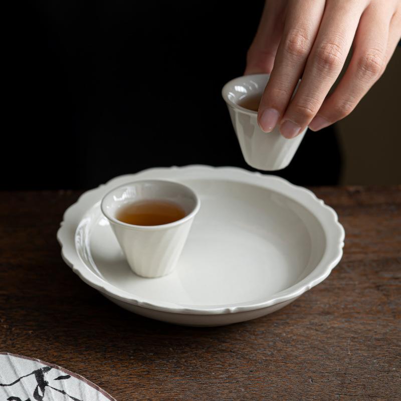 灰花口壶承木复古茶盖草碗底cmhhc托果盘家用陶瓷功夫具干泡盘