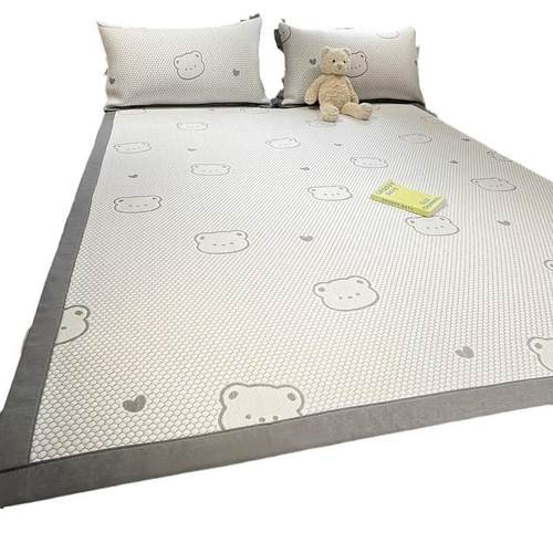 婴幼儿乙纶提花冰丝席子冰豆豆凉感丝可机洗PE凉席空调房软席