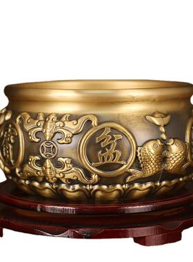 铜五福八福黄铜聚宝盆摆件仿古古玩地摊摆件铜摆件工艺品铜器