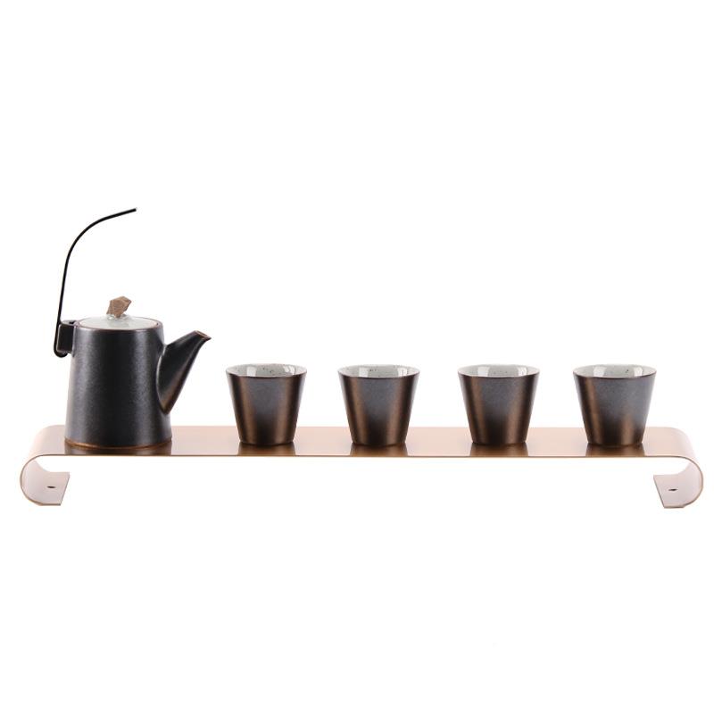 创意中式禅意新陶瓷金属提梁茶壶摆样板房茶玄件KQG关室软装艺术