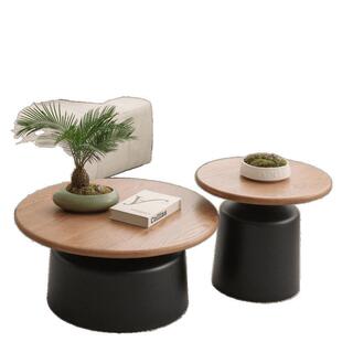 奶油风北欧公寓茶几客厅家用小户型简约民宿茶几马提尼圆形小茶几