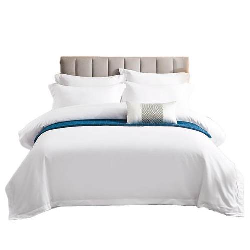 80支全棉五星级酒店四件套白色贡缎被套床单酒店布草厂家