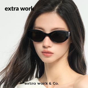 extrawork【新品】时髦板材CR39偏光猫眼太阳眼镜时尚窄框墨镜Una