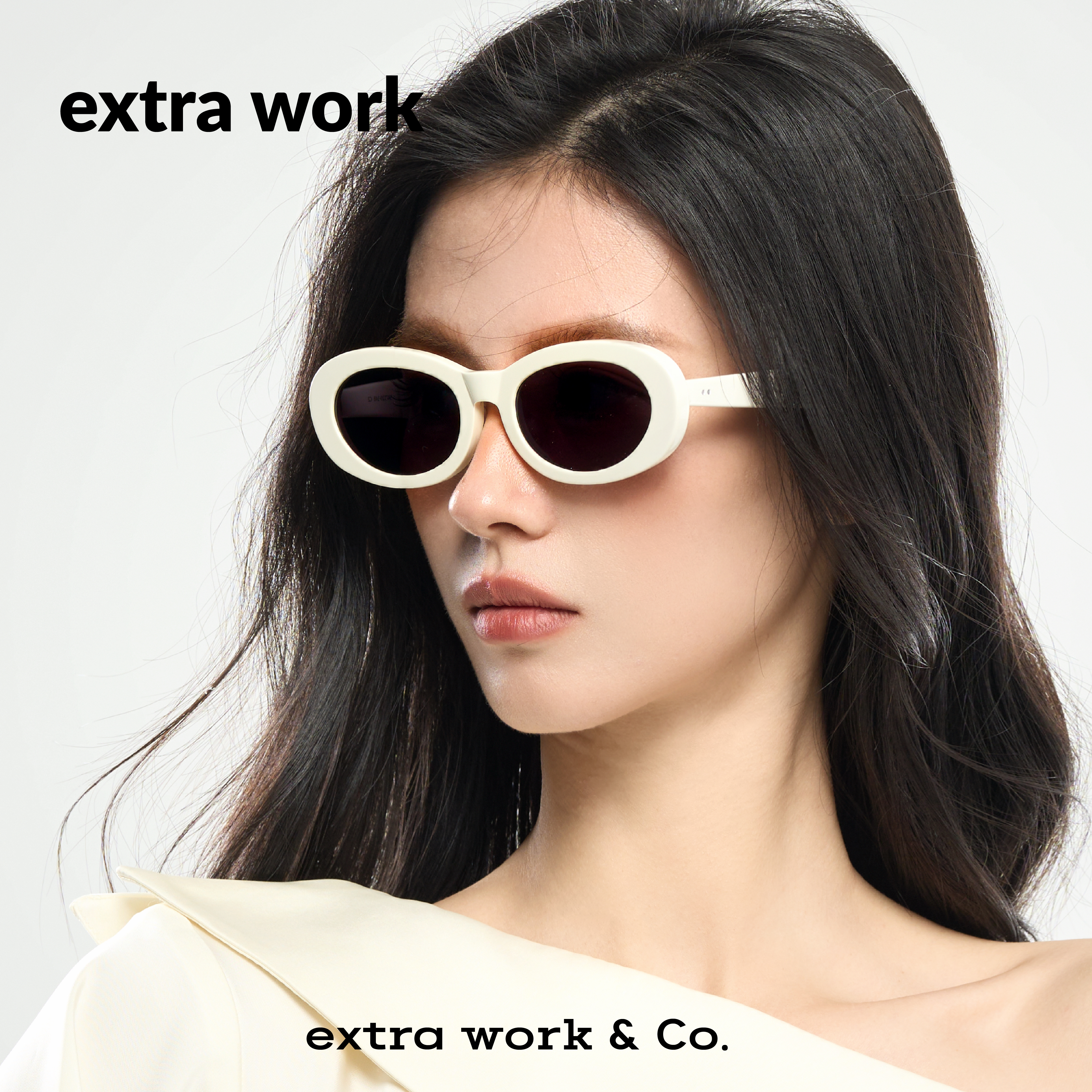 extrawork 全熟蛋 板材树脂CR39偏光椭圆太阳眼镜时尚窄框墨镜EGG
