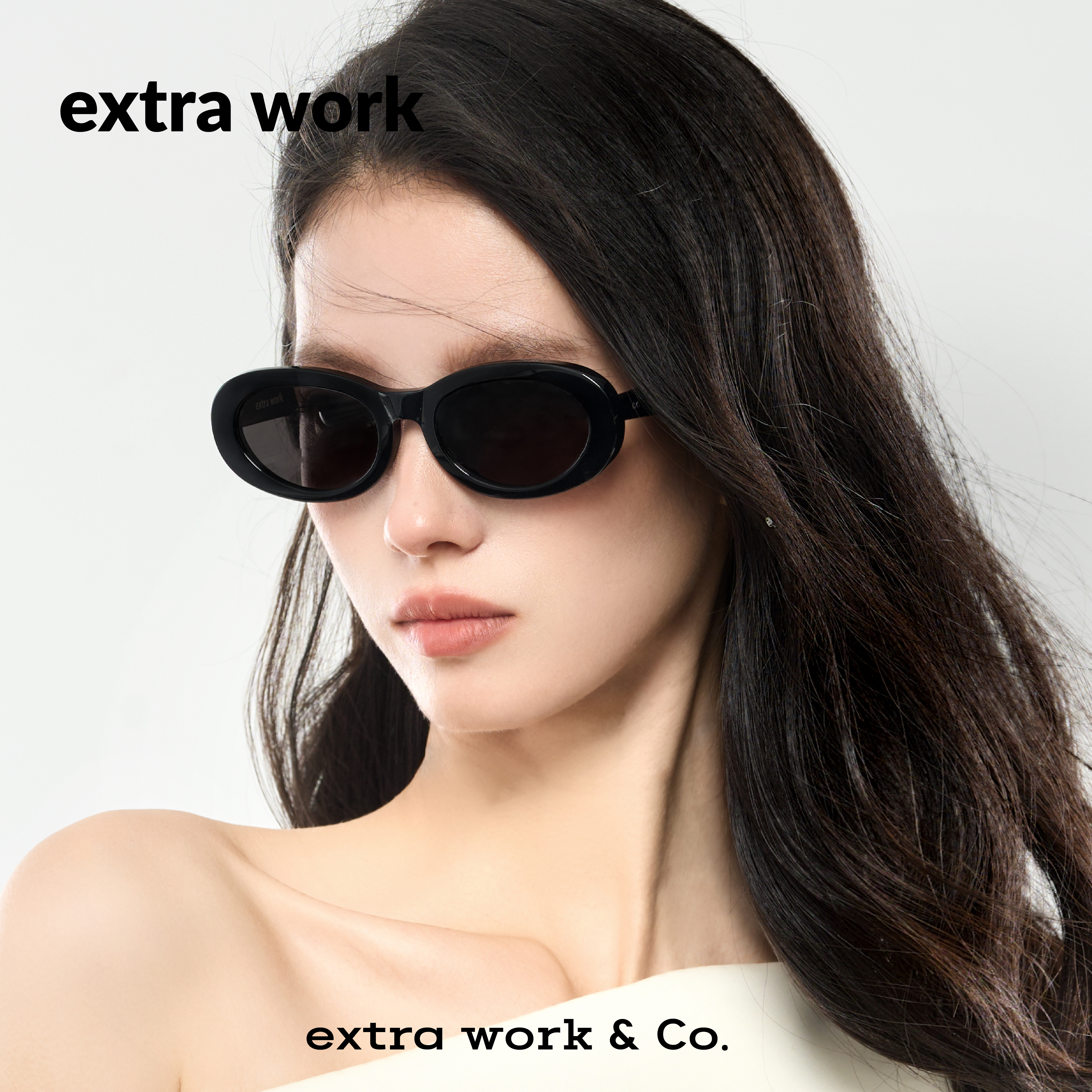 extrawork黑蛋 时髦酷板材CR39偏光椭圆太阳眼镜时尚窄框墨镜EGG