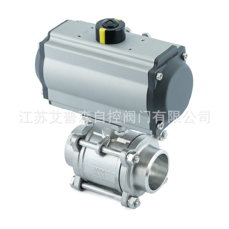 不锈钢可拆卸焊接阀门 Q61F-16P双作用气动三片式焊接蒸汽球阀