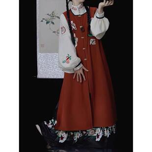 明制汉服女刺绣立领衫长短比甲春秋马面裙灯笼裤汉元素中国风套装