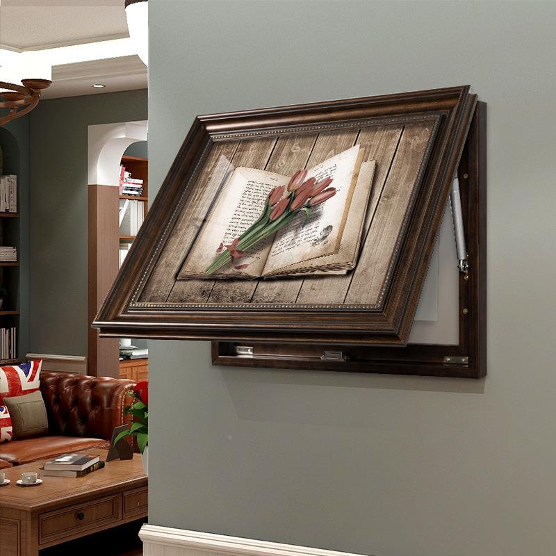 美式复古电表箱饰画电箱弱电装箱遮挡美化挂客厅餐厅画装饰PXM配