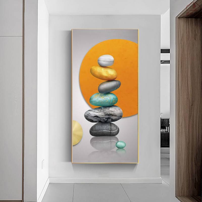 福禄进门玄关画现代轻奢大气入户画走廊装饰画麋鹿客厅过道墙壁画图片