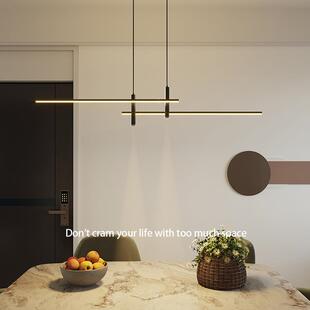 极简一字餐厅吊灯轻奢后书现393代房公创意计师设办室吧台餐桌灯