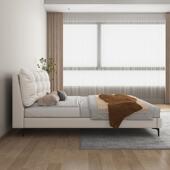 简油风布床艺床AHY现代简约主卧双奶人轻奢床软包大床意式 极双人