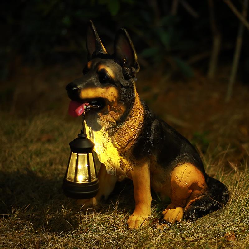 阳能仿真德牧犬庭FLF饰院园摆件客花厅大狼狗太雕像入户装工艺品