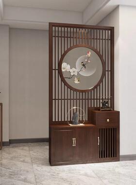 屏风柜新中式SLG实隔断入户玄关室办公室别墅门进木储物入户茶门