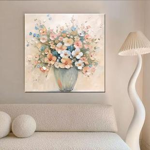 手绘油画花餐挂花卉厅装饰ZMA画轻奢玄关客厅挂画方形朵简约画无