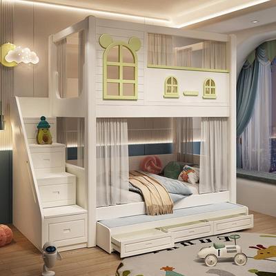 Z*双层床层高架床上床二平行床儿下床上童下同宽小户型带梯柜滑梯