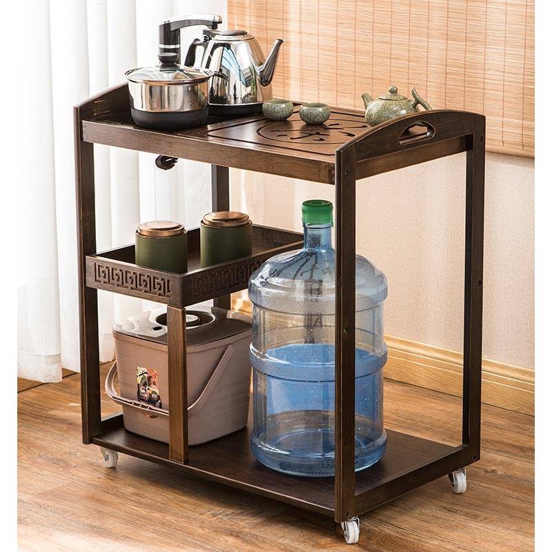 移动茶桌泡茶车台移动茶车茶实木盘茶茶小具套装烧水壶一体茶水柜