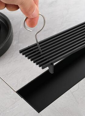 04锈钢长条形黑GIB色欧式卫生不间浴室防臭防反味隐藏式地2漏DL22