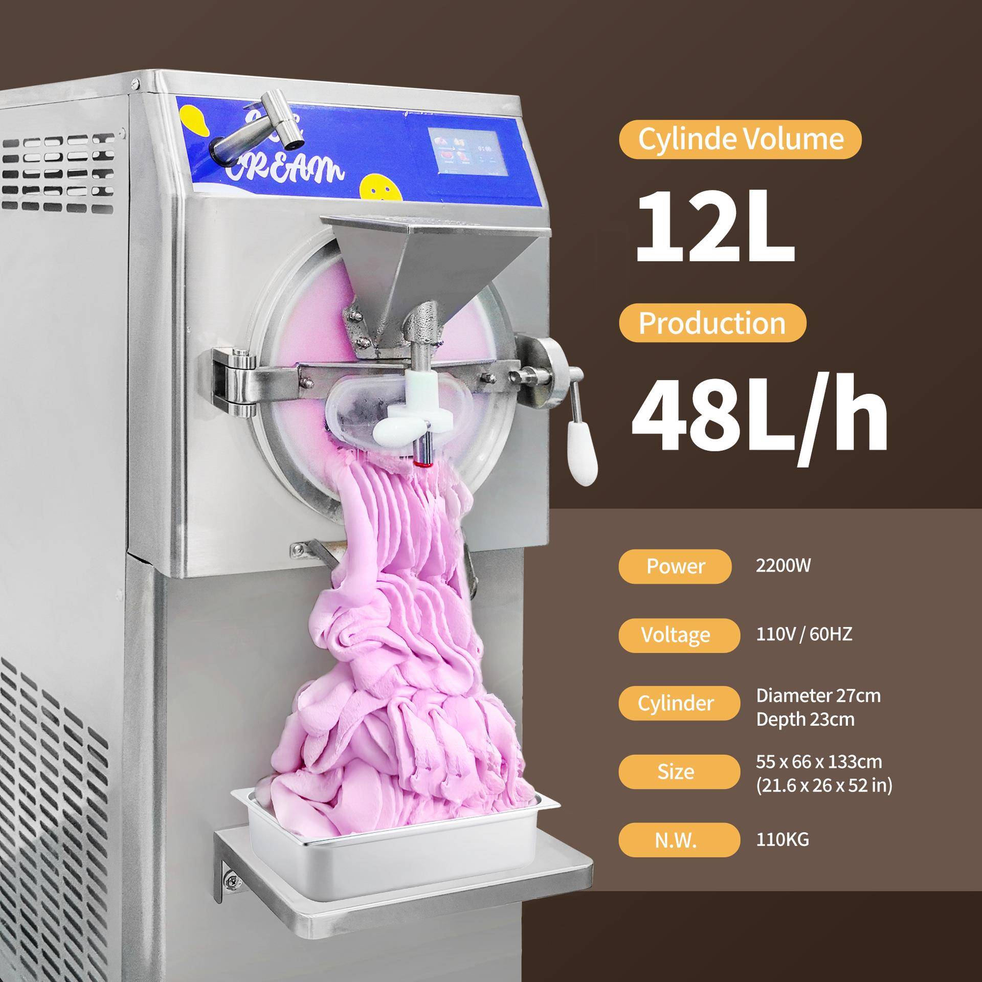 48L硬质冰淇淋机商用意式gelato立式挖球雪糕机球形冰激凌机器